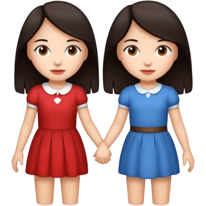 Two friends holding hands girls dark hair emoji
