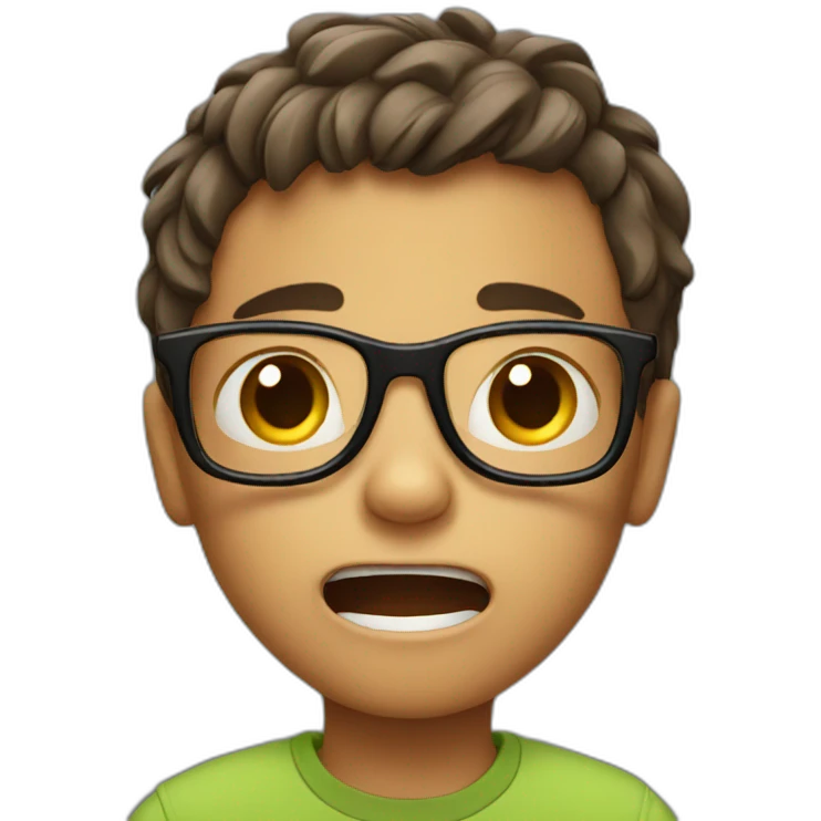 Scared little boy wearing glasses  emoji