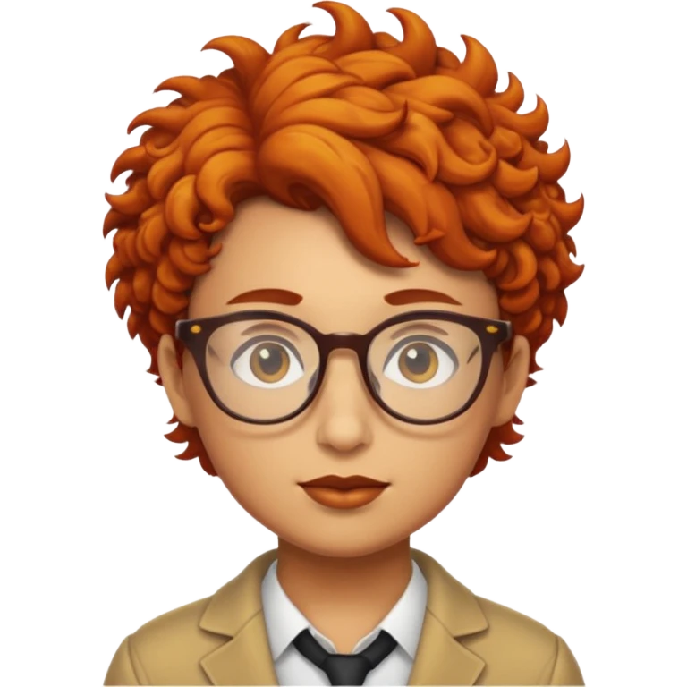 A phoenix with short curly hair and glasses emoji