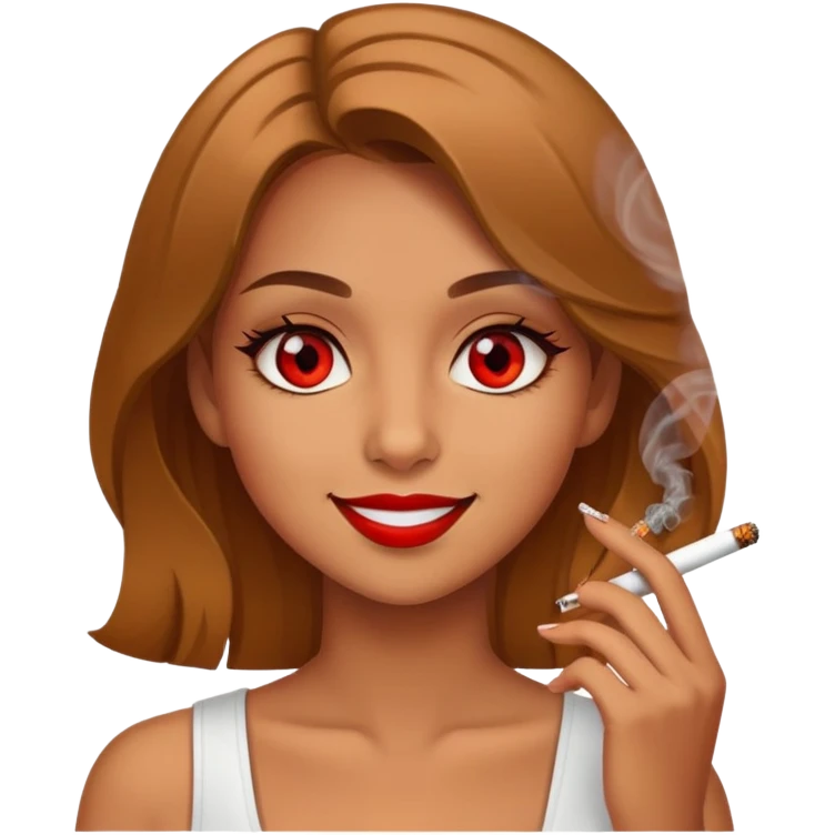 Girl smoking red eyes smile emoji