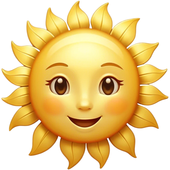 Cinematic tiny happy sun, golden and round, chubby with a warm smile, gentle rays beaming softly, radiating warmth and happiness, irresistibly cute. emoji