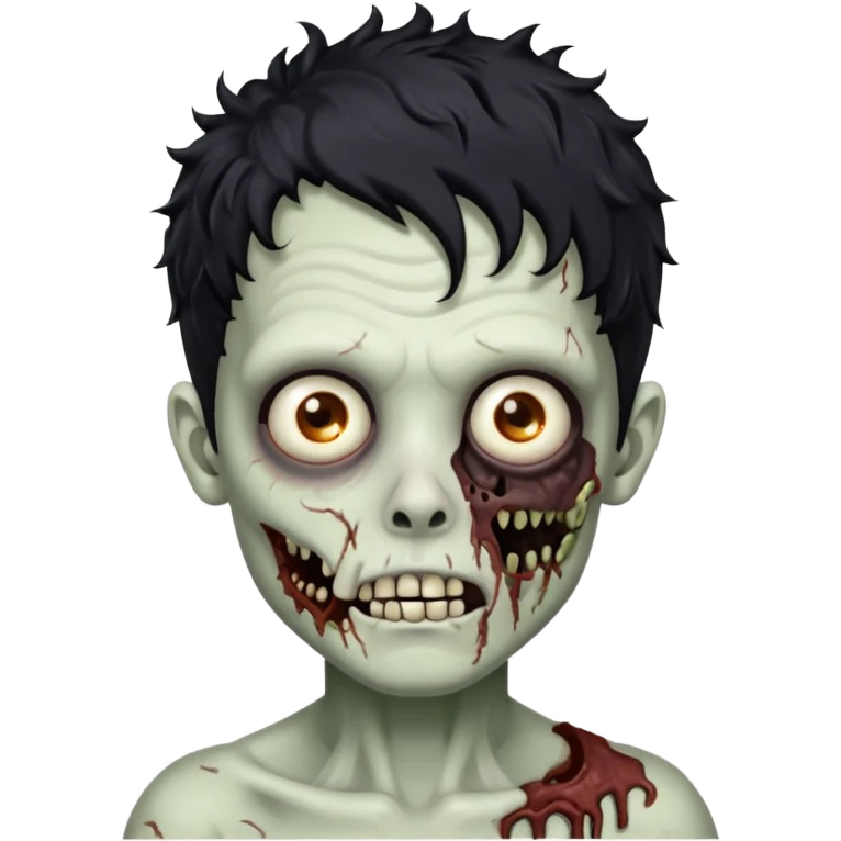 Menino zumbi com cabelo cacheado com luzes brancas emoji
