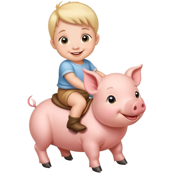 baby riding a piglet emoji