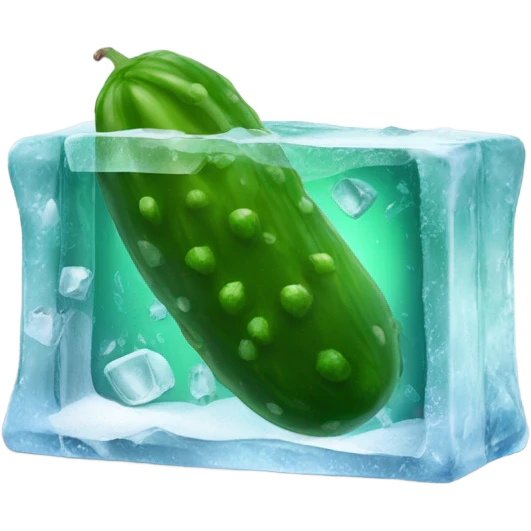 A pickle trapped in an ice block emoji