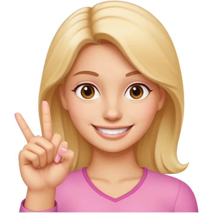 woman holding up her pinky finger while smiling emoji