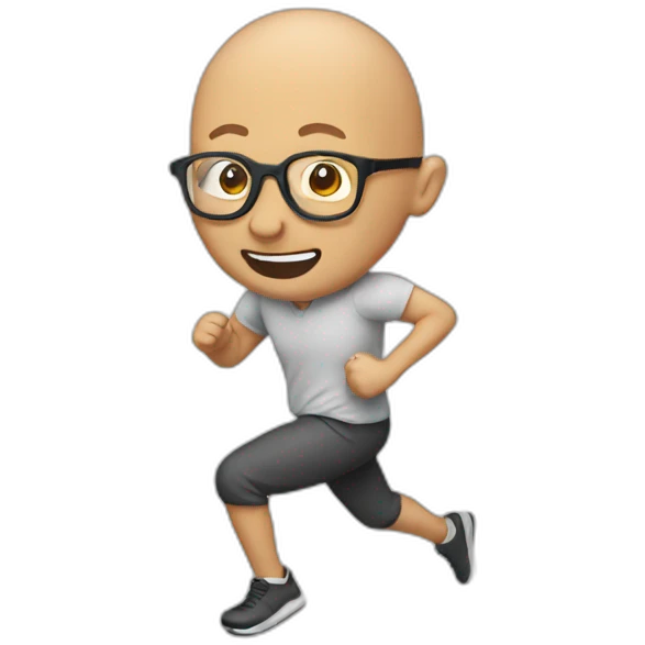 bald running man with glasses emoji