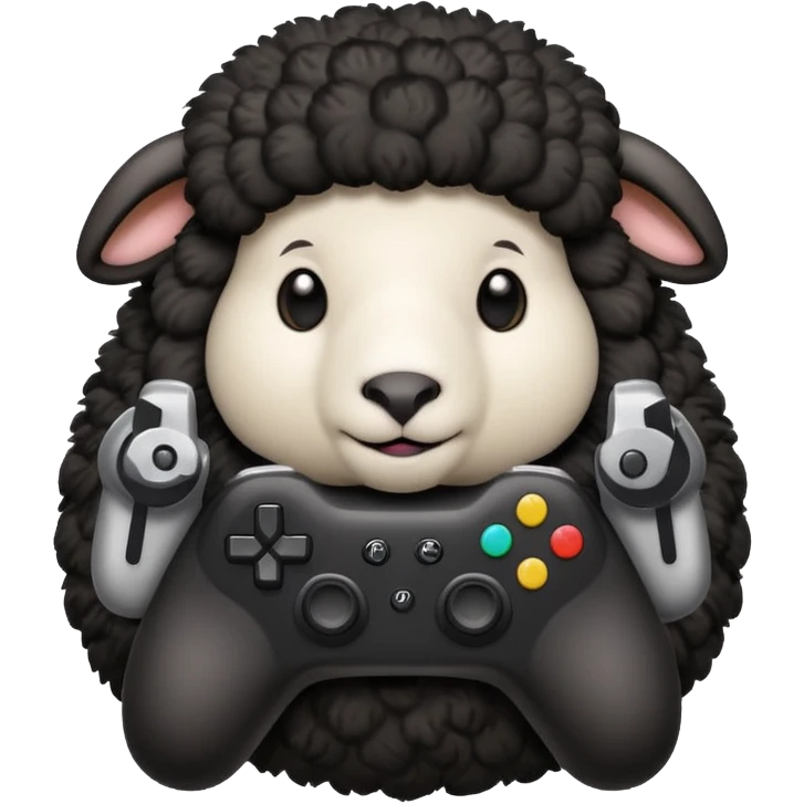 black sheep holding a controller emoji