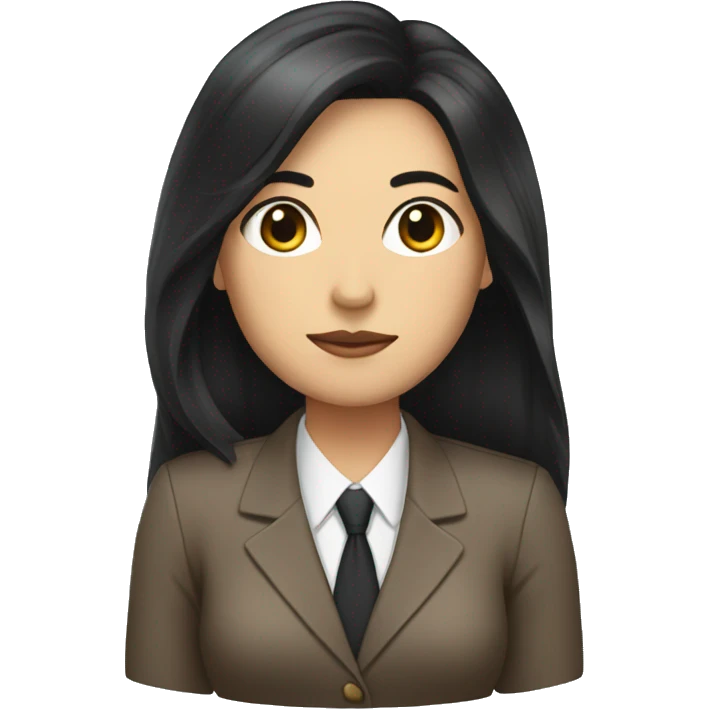 Female defense attorney with long black hair with brown suit emoji