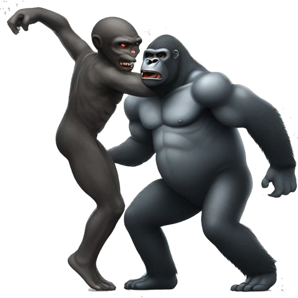 An alien fighting a gorilla emoji