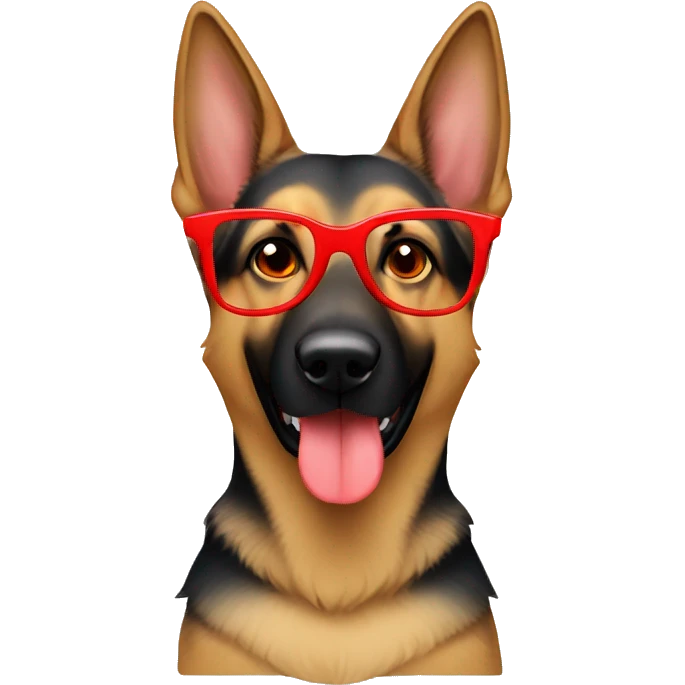 German Shepherd with red glasses emoji