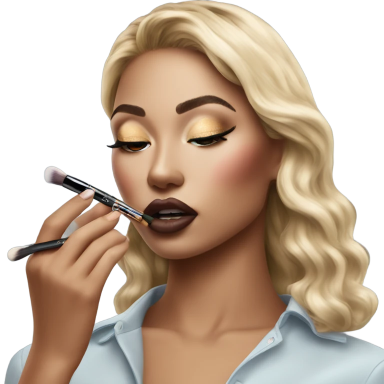 Hyper Realistic fashion model applying her make up emoji
