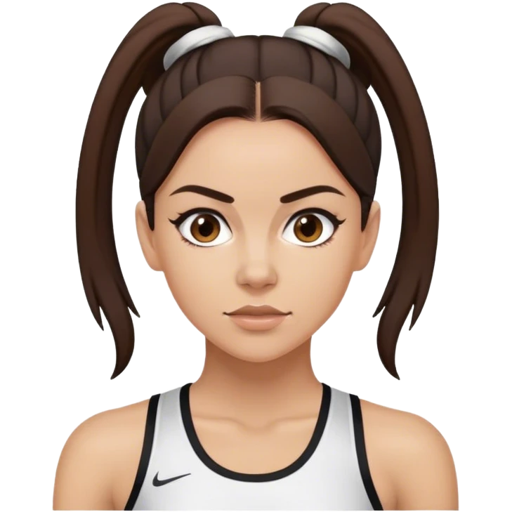 Sporty spice with dark brown hair in pony tail emoji