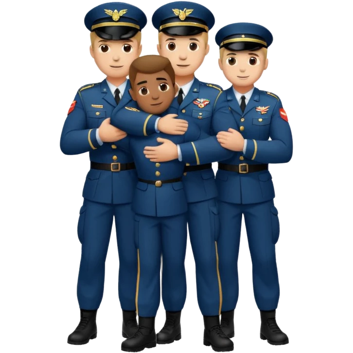 Soldados dando un abrazo de fraternidad emoji