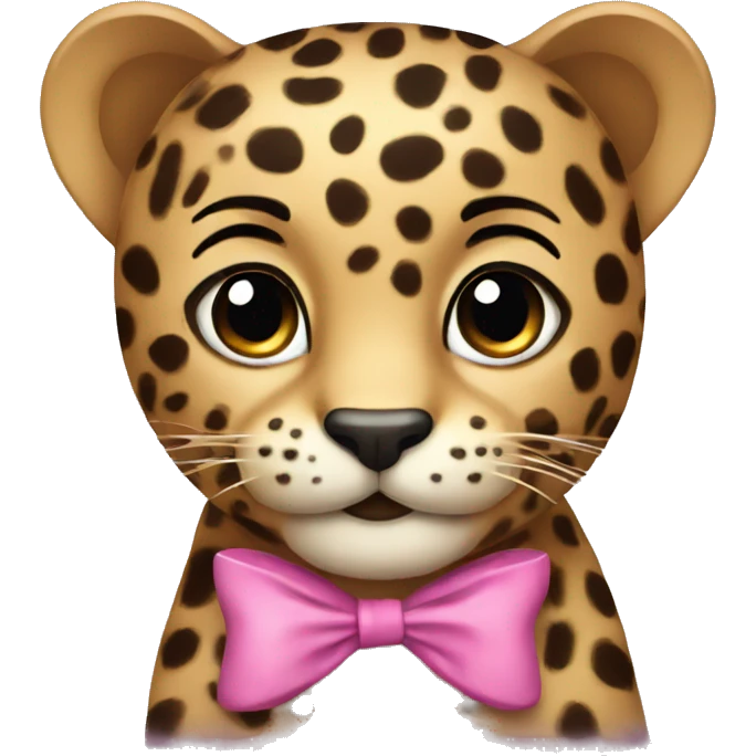 a cute leopard with a bow emoji