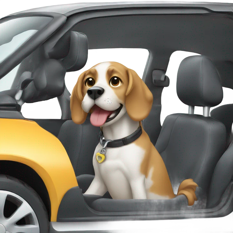 Dog with car emoji