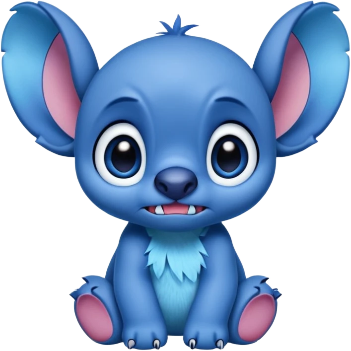 sad stitch full body and cute animated looks like the stitch in the Disney animated movie make his eyes animated and big emoji