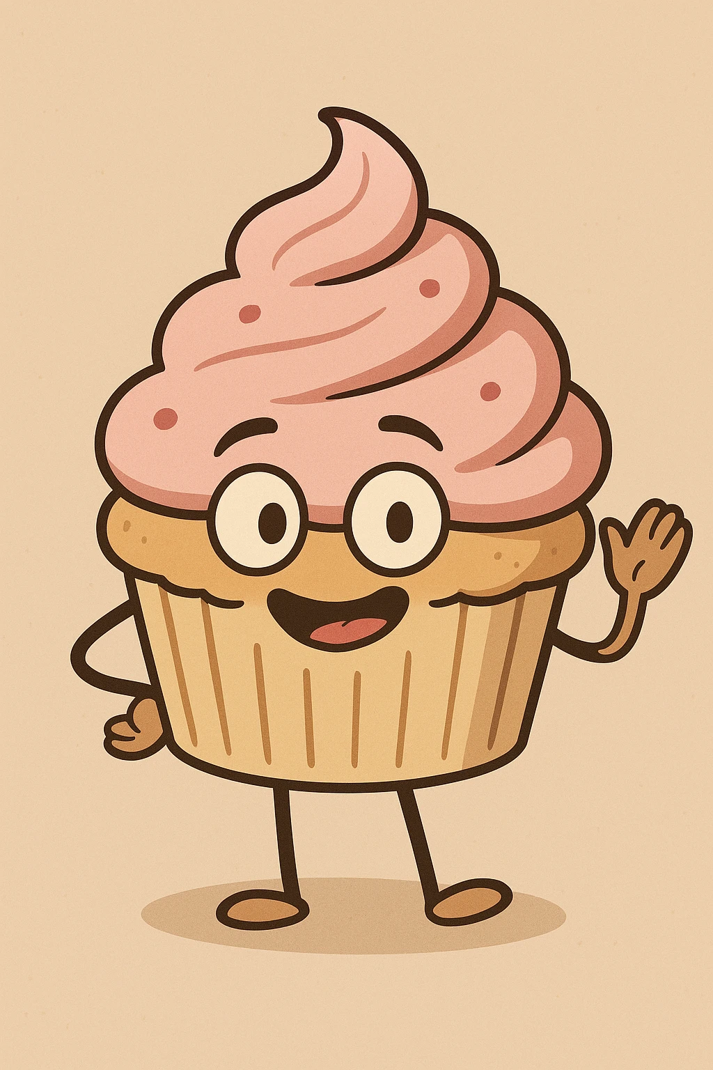 cartoon style cupcake with pink icing emoji