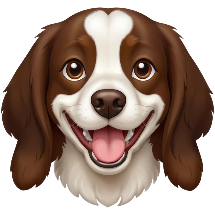 Springer spaniel beagle mix dog happy dark brown fur emoji