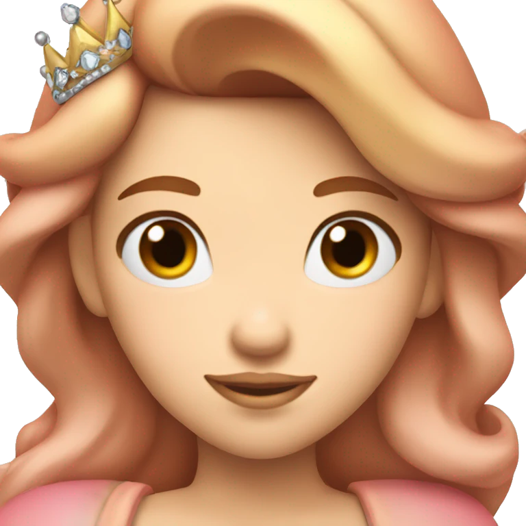 princess peach with tiara and brown long hair emoji
