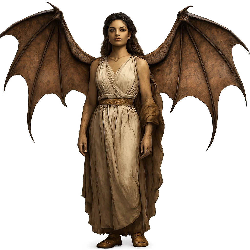 fullbody ancient woman with dragon wings emoji