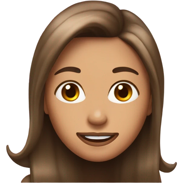 Brunette balayage long hair women silly face emoji