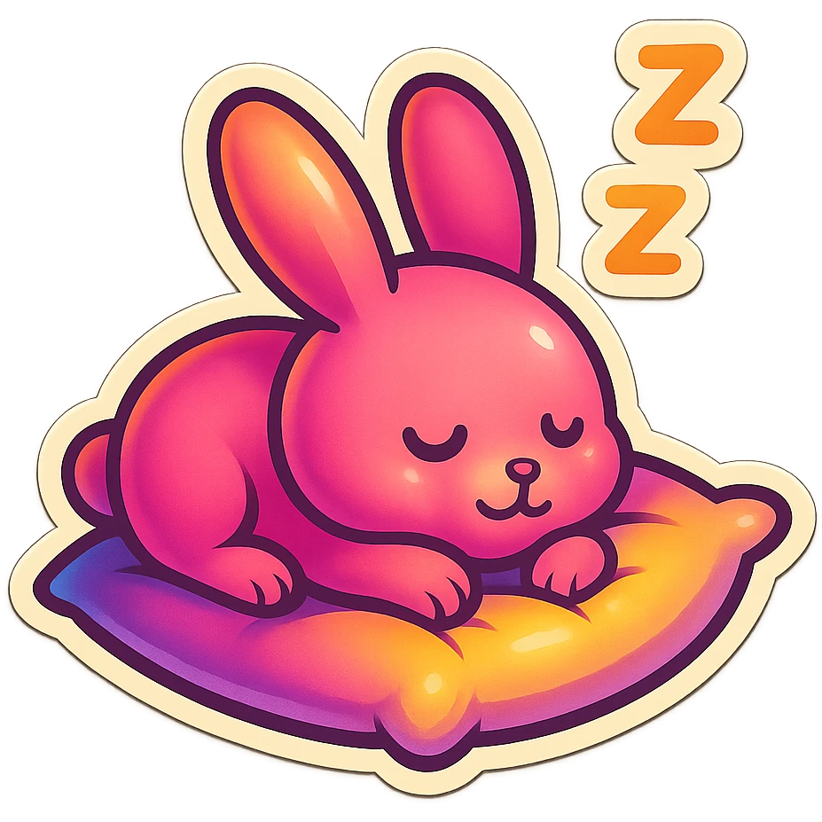 pink bunny sleeping on pillow emoji