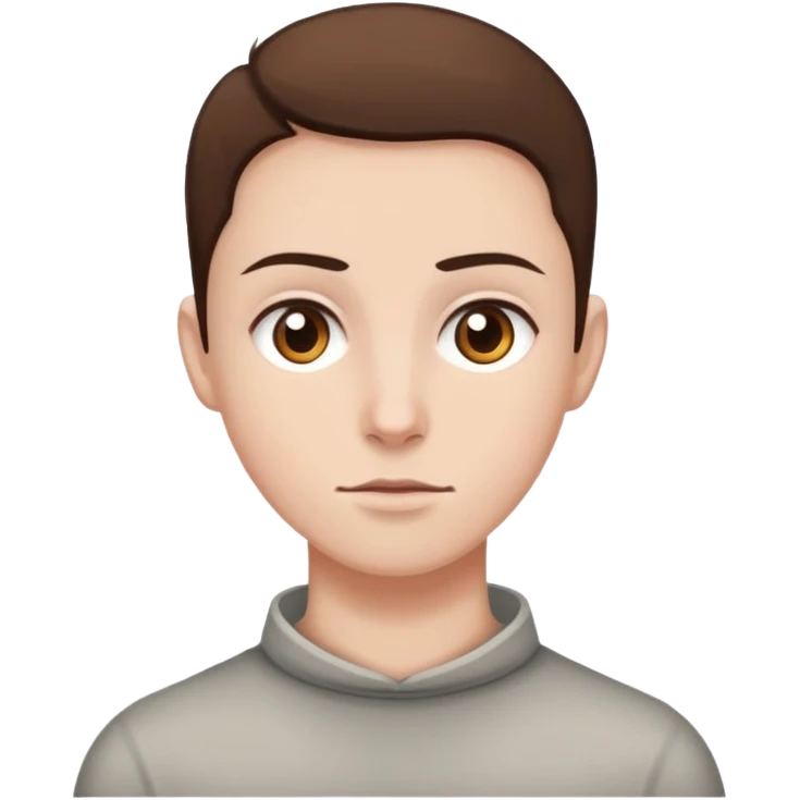 white skin, brown eyes, buzzed brown hair, neutral expressio emoji