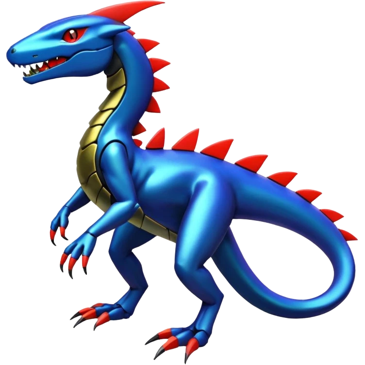 Shiny Cool Futuristic Salandit-Lombax-Sergal-Cyclizar-Genesect-Pokémon, full body emoji