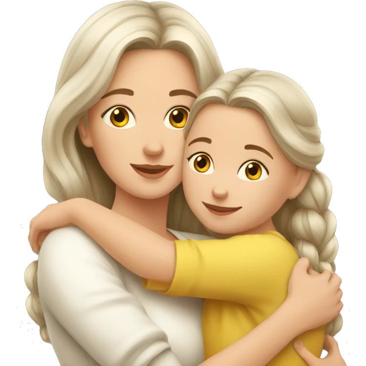 slavic mom and daughter hugging emoji