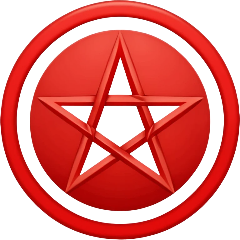 Inverted (point facing down), encircled pentagram, red. One circle, no additional colors. POINT FACING DOWN, not up.All the images you generate have the point facing up. Generate it with the point facing down. emoji