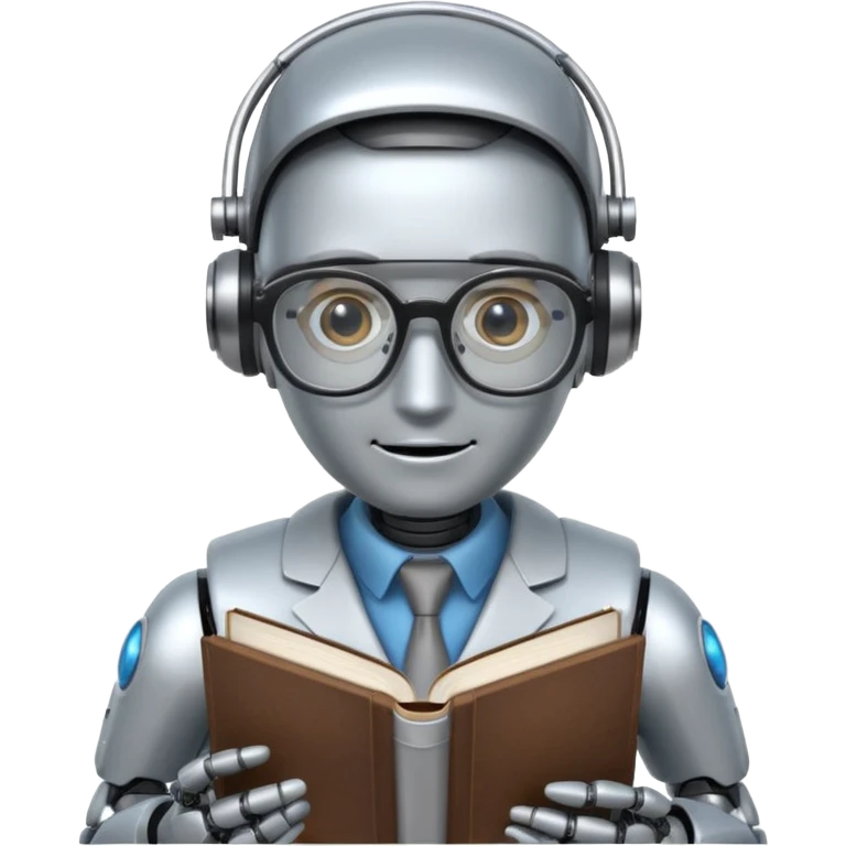 робот учёный в очках с книгой emoji
