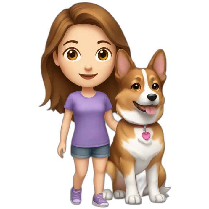 Brown hair girl with corgi emoji