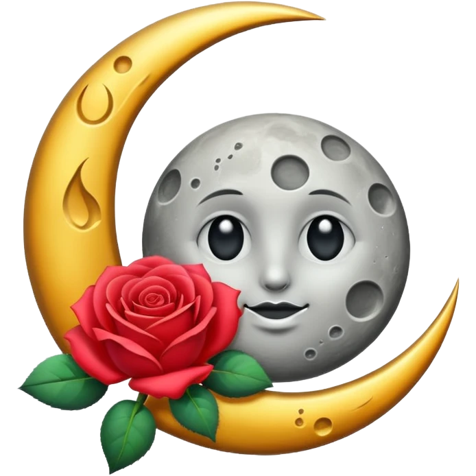 moon with a rose and metal emoji