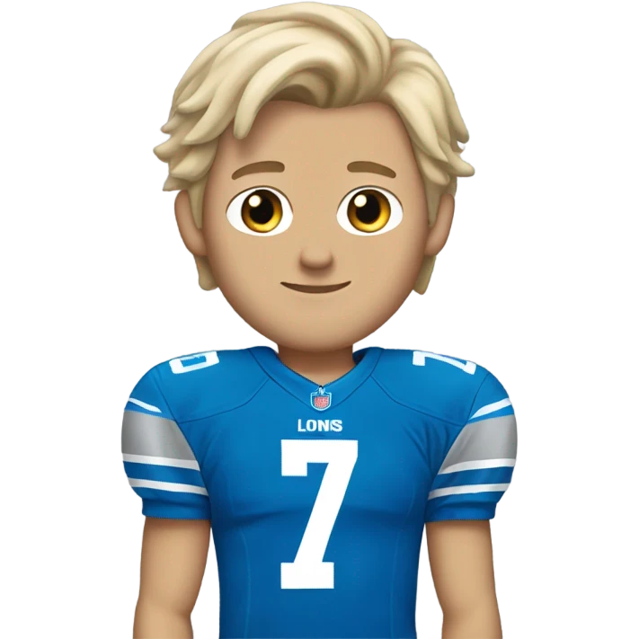 Dirty blonde short hair white male 17 year old in Detroit lions jersey  emoji