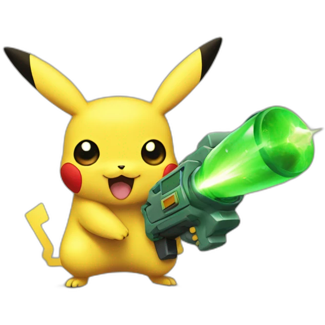 pikachu holding green raygun emoji