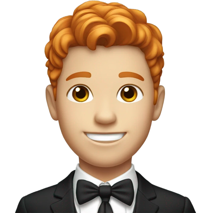 smiling boy in formal attire ginger emoji