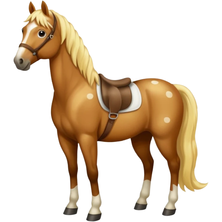 a brown horse with white spots and blond mane emoji