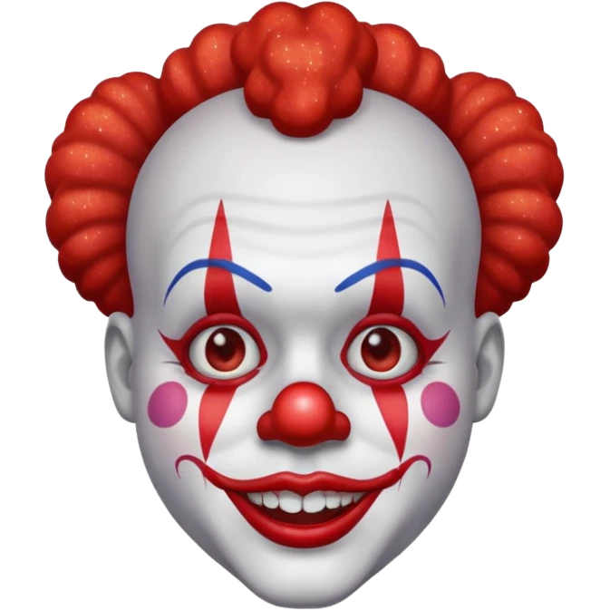 red glitter clown with the neutre facial expression emoji