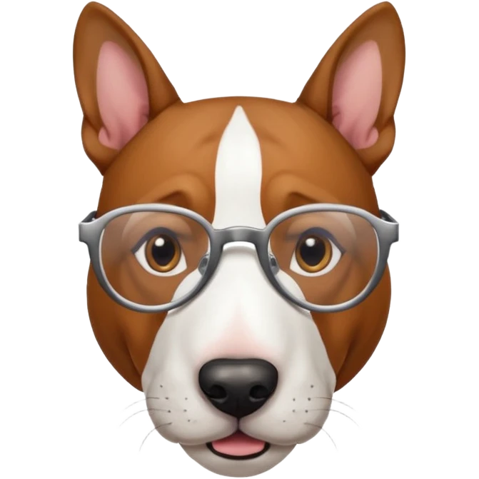 Perro bull terrier  con lentes emoji
