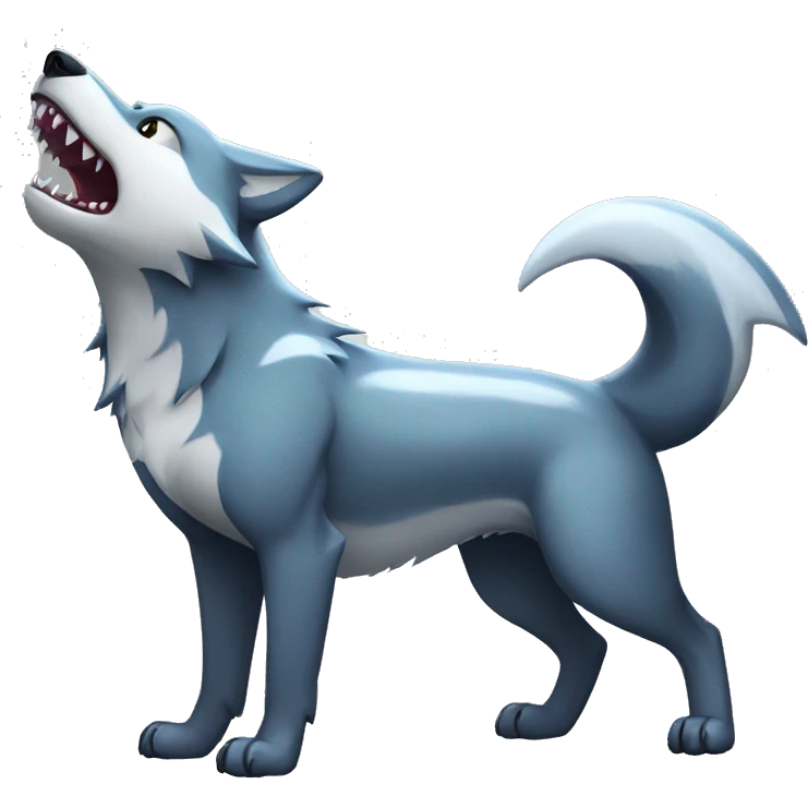 Shiny Wolf with a shark tail Full Body emoji