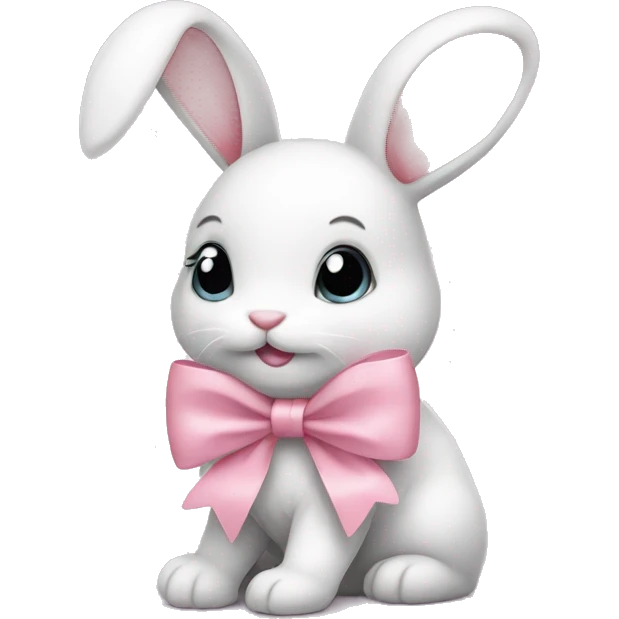 A cute bunny with a lightpink bow  emoji