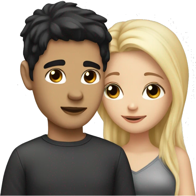 Cuddle lovers white boy with black hair and girl with blonde hair  emoji