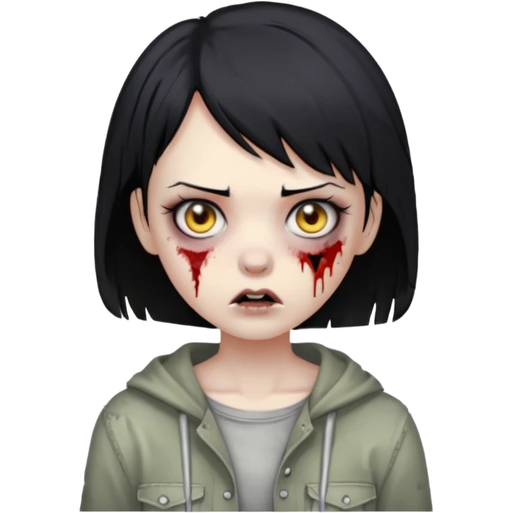 Zombie girl with very short hair emoji