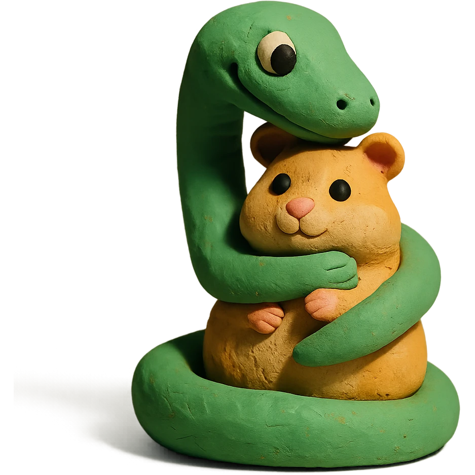 snake hugging a hamster emoji