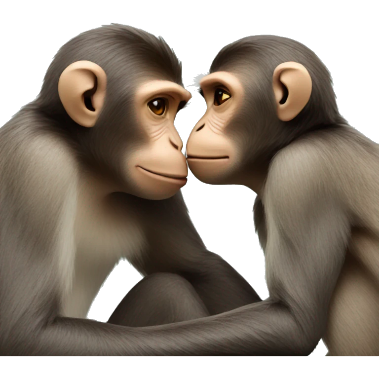 Two monkeys kissing emoji