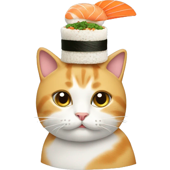 cat wearing sushi as a hat emoji