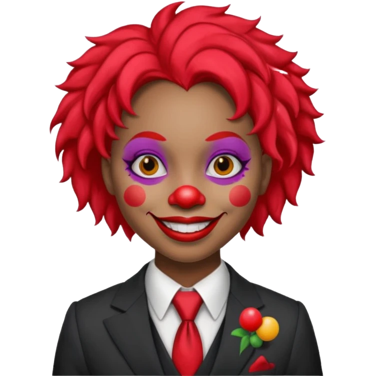 black woman Clown with a tie and suit emoji