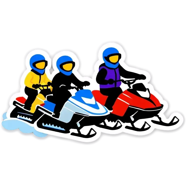 A group that drives Schneemobil in the winter emoji
