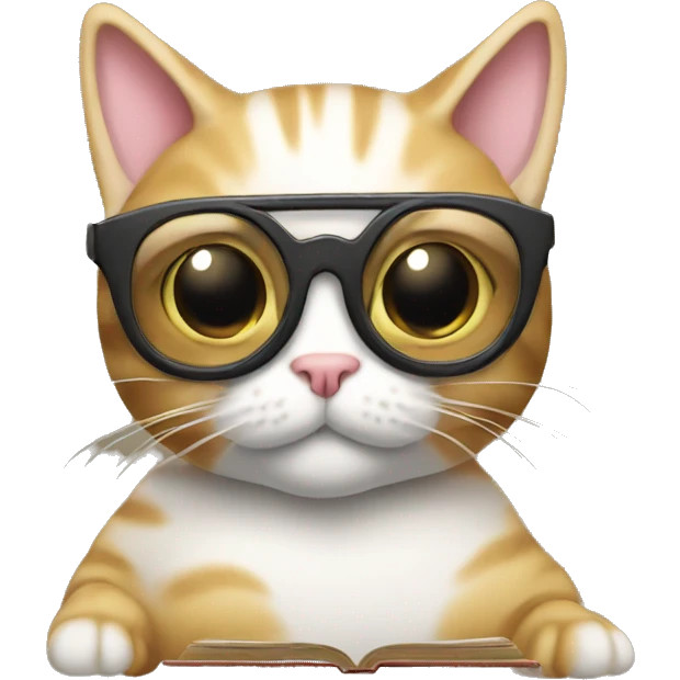 cat with googles reading a book emoji