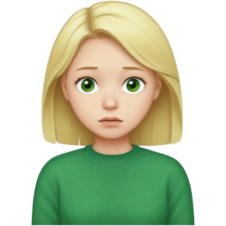 blonde girl has sore throat in green sweater emoji
